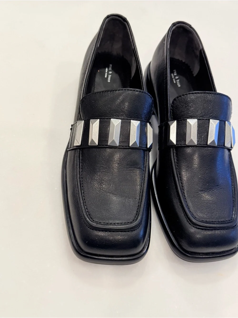 rag & bone Women’s Maxwell Loafers Black W/silver Studs Sz US 8.5 EU 39